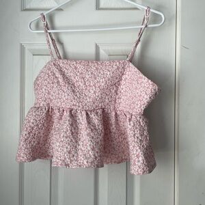 Floral Jacquard Peplum Cami Top